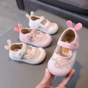 Sneakers 2022 Nieuwe kinderschoenen Princess Kids Leer schoenen voor meisjes schattig konijn oor bruiloft feest dansschoen kind kan kant bovenste f01132