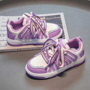 Sneakers 2022 Nieuwe kinderschoenen voor meisjes comfortabel joggen wandelen roze casual mode lederen schoen T220930