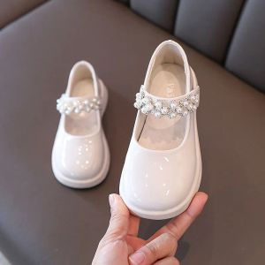 Sneakers 2022 Spring Nieuwe Girls Schoenen Kinderen Fashion Cute Pearls Rhinestone Princess Shoes Children's Anti Slip Flat Shoes G590