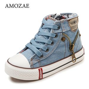 Sneakers 2023 canvas kinderen schoenen sport ademende jongens merk kinderen voor meisjes jeans denim casual kind platte laarzen 230209