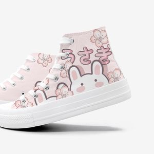Sneakers Amy et Michael mignons Girls Étudiants en toile Chaussures Ladies Anime Cartoon Sneakers Hi Tops Casual Plimsolls Trainers respirants