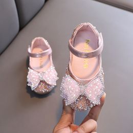 Zapatillas de cuero para niñas otoñas de las zapatillas de cuero princesa de la princesa zapatos individuales de moda
