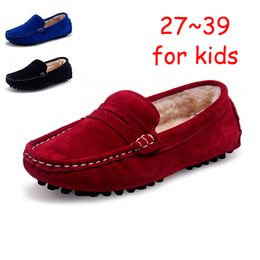 Sneakers herfst winterkwaliteit kinderloafers voor jongens meisjes kinderen schoenen bont mocassins suède flats casual boot bruiloft 221117