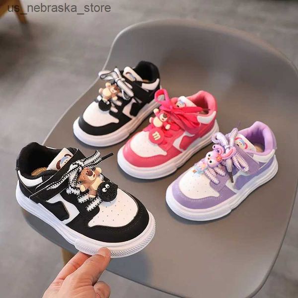 Sneakers Baby Girl Shoe Anti-Slippery Board Shoe for Boy Leather Sheo Casual Sneaker pour garçon Gar Tootoon Shoe Kid Shoe For Girl Zapatilla Q240412