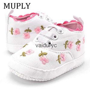 Sneakers Baby Girl Shoes White Lace Floral Borduured Soft Prewalker Walking Toddler Kids First Walker fr Shipping H240601