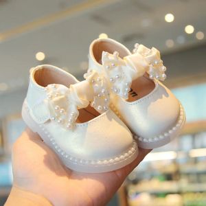 Sneakers babymeisjes grote boogschoenen lage hak bloem bruiloft feestjurk schoenen prinses schoenen voor kinderen peuter