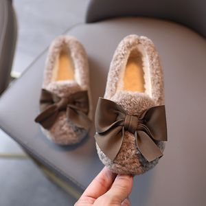 Sneakers babymeisjes schoenen winter warme vacht flats kinderen loafers met katoen zachte zoete anti gladde booge peuters slip ons 230209
