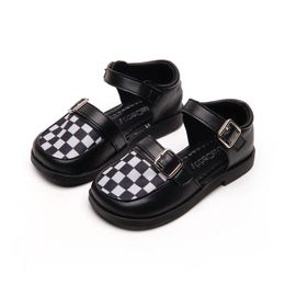 Sneakers babyschoenen kinderen casual schoeisel kinderen Britse lederen lente plaid boys zwarte meisjes show single e6430