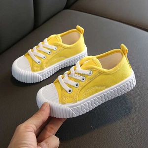 Zapatillas de deporte Zapatos de bebé Zapatos deportivos amarillos Zapatos planos para niños de moda Zapatos deportivos de lona para niñas Zapatos vulcanizados para niños 240322