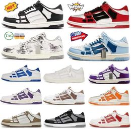 Sneakers Bandana AMIRLIEES SKEL TOP LOW BOS BOSE Cuir Sneakers squelette bleu rouge blanc noir vert gris hommes femmes