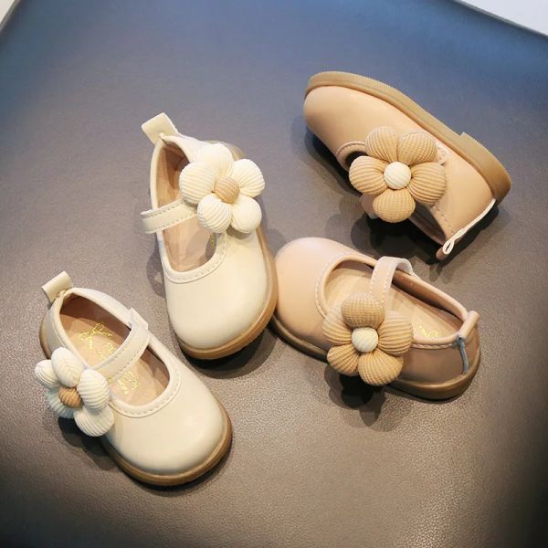 Baskets belles appliques bébé fille chaussures en cuir printemps automne peu profonde pour tout-petit chaussures de fête enfant 2023 chaussures de mariage princesse g07132