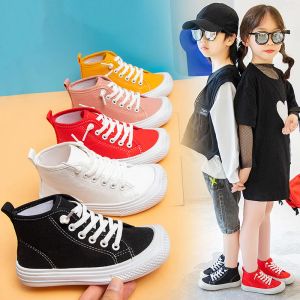 Sneakers Boys Girls Solid Red Hightop White Canvas Shoes 2022 Summer Fashion Kids Ademen Simple Children Casual Shoes Running Shoes