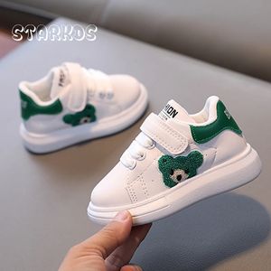 Zapatillas de deporte Diseño de marca Oso Niños Cuero sintético Tenis blanco Niño Niña Lindo Bordado Suela gruesa Zapatos deportivos Bebé Vulcanizado Zapatos 231206