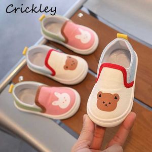 Sneakers Bunny Bear Patroon Childrens Canvas Shoes Cartoon Soft Sole Sports Shoes Baby Girls Boys Non Slip Preschool Childrens Casual Shoes D240515