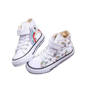 Zapatillas de lienzo de zapatillas de lienzo de dibujos artesanales zapatillas para niños zapatos casuales para niñas para niñas pisos para niños cómodos