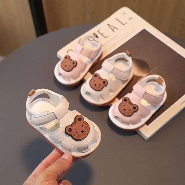 Sneakers Cartoon Bear Baby Shoes Baby Sandals Sandals Summer First Walkers Soft Sole Now-Born Crib Shoes Walkers For Little Boy Girl Size 1620