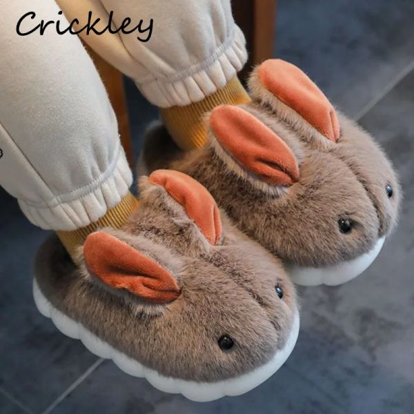 Sneakers Cartoon Rabbit Childret Children's Slipers Winter Solid Furry Plants de sol pour enfants