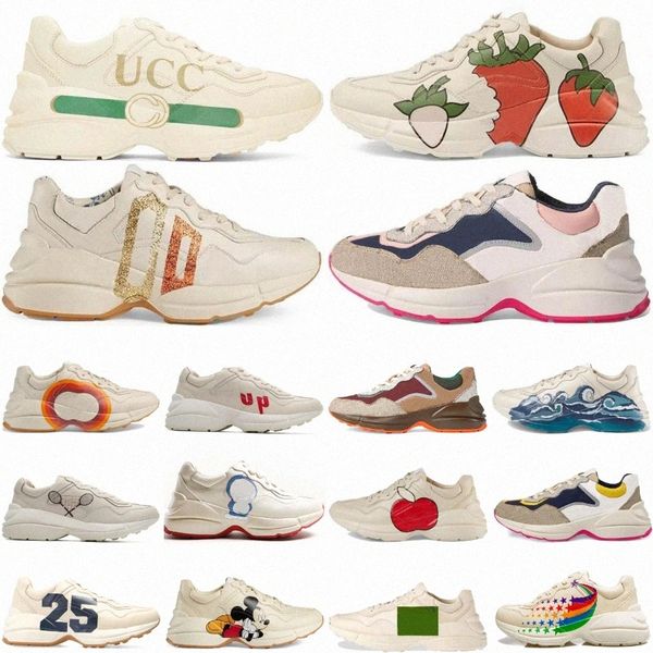 Baskets chaussures décontractées en cuir Starwberry Logo Ivory Brick Red Apple Green Beige multi-bouche Ancre d'ébène Tiger Wave Pink Heart Rainbo O3ji #