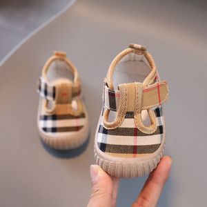 Zapatillas para niños zapatos de lona a cuadros zapatos de bebé a cuadros sin deslizamiento para niños suaves chicas zapatillas casuales primavera y otoño