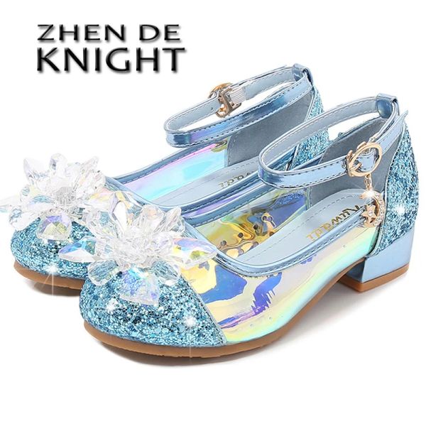 Baskets Enfants Crystal Chaussures à talons hauts Sequin Transparent Princess Chaussures Filles Chaussures Party Diamond Kid Robe Frozen