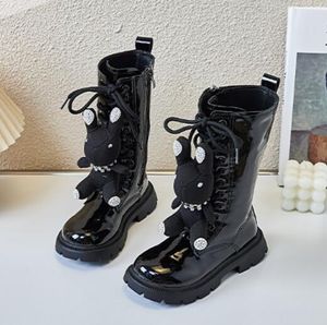 Sneakers Children Girls Long Boots 26-36 Winter Sneakers Leather Fashion Boots Kids Girl Outdoor Princess Shoe Casual Teen Snow Boots 230811