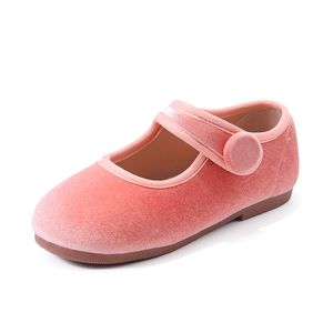 Sneakers Children Girls Princess Shoes Kids Loafer Velvet Solid Casual Single Shoes Soft Slip-on Party Shoes First Walker For Baby 230227