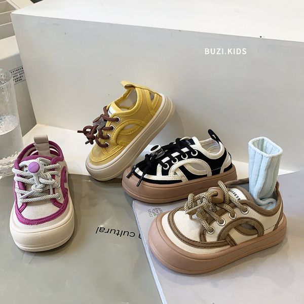 Baskets chaussures de toile pour enfants 2023 printemps été tissu pour filles évidé respirant planche décontractée pour garçons 1 3 6 ans 230823