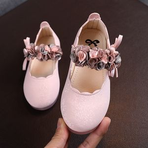 Sneakers kindermode bloemenleer meisjes Crystal Soft Sole Princess Shoes Bow Dancing 230424