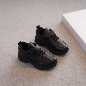 Sneakers Children Sneakers Black White Pu Leather 26-37 Leisure Boys Girls Casual Shoes Waterproof Fashion Four Season Kids Trainers 230331