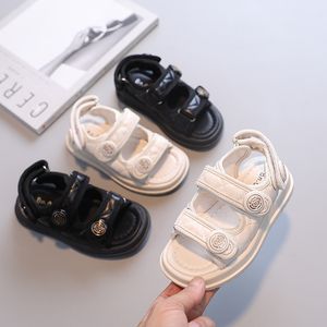 Sneakers Children Summer Sandals Chic Girls Casual Sandals Solid Black Kids Fashion Princess Japanese Style Classic Flowers Buckle 230208