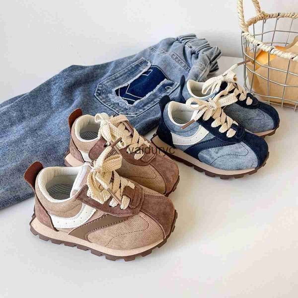 Sneakers Childrens Forrest Gump Shoes Denim Blue Sports Spring and Automne Styles Boys Papa Filles Marchage Soft Sohes Non Slip H240507