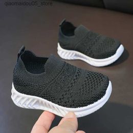 Sneakers Childrens Sock Shoes Fashionable Knitted Boys Tennis Shoes Solid Slide on Childrens Shoes Breatable Casual Girls Shoes Childrens Sports Shoes Q240413