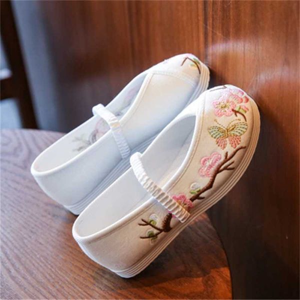 Zapatillas de deporte de estilo chino para niñas, zapatos informales para niños, mulas florales de goma antideslizantes, zapatos de baile Hanfu R230810