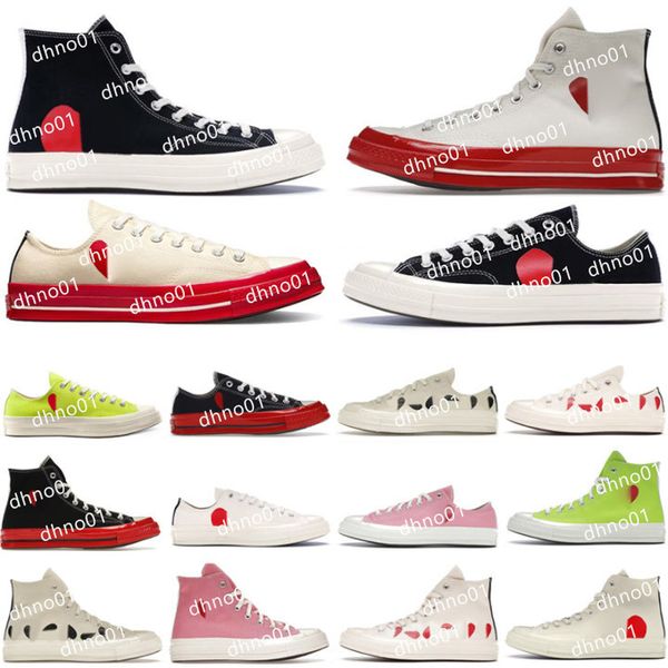 Sneakers Chuck 70 Chaussures pour hommes Garcons jouent aux entraîneurs blancs noirs Multi Heart Egret Red Mid Sole Femmes