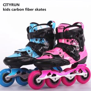 Sneakers Cityrun VG Kids Carbon Fiber 4 Wheels Inline Slalom Skating Shoes Roller Skates Patines voor CT Children Sports Sneaker FSK Patin