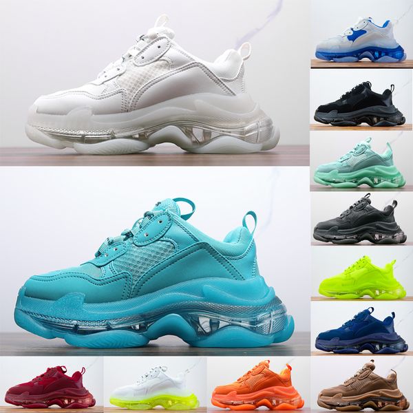 Zapatillas de deporte Clear Sole Triple S Zapatos casuales Hombres Mujeres Diseñador Plataforma Paris Vintage Old Crystal Bottom triple-s sports