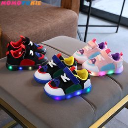Baskets Cool respirant Pu vache enfants chaussures décontractées LED éclairage coloré bébé enfants baskets mignon filles garçons 230823