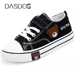 Sneakers schattig beren patroon kinderen canvas platte hak babymeisje schoenen kleine jongen running voor kinderen shateboarden 230815