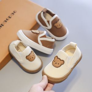 Baskets Motif ours mignon Prewalker bébé chaussures décontracté toile sans lacet mocassins enfant en bas âge baskets confortable et doux marche sur chaussures F07294 230203