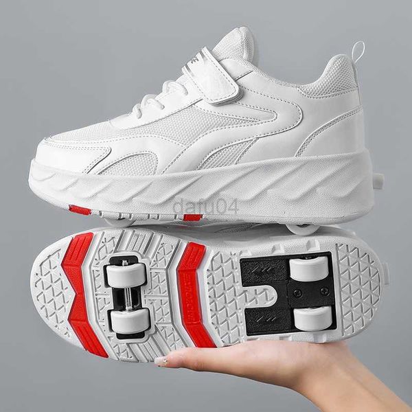 Zapatillas de deporte Zapatos para caminar deformables para niños y niños Zapatos automáticos de polea de rueda simple o doble Estudiantes Zapato de rueda invisible para niñas L0829