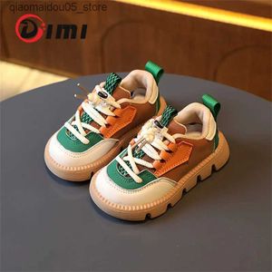 Zapatillas de zapatillas dimi 2023 otoño nuevos zapatos para niños PU cuero zapatos deportivos zapatos deportivos infantiles y pequeños zapatos cómodos de niños y niñas