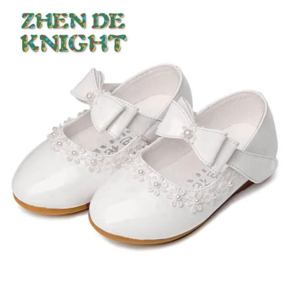 Sneakers Flower Children Girls Blanc Red Red Patent Princess Chaussures pour Little Girls School Bow Wedding Party Dance Dance Robe Shoe