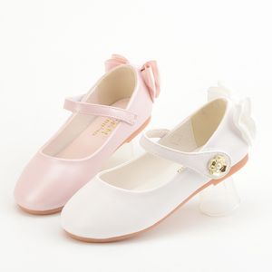 Sneakers Girl Leather Shoes Kids S Princess Flat Cute Casual Solid Color Bowtie Shoe Baby Breadable 220920