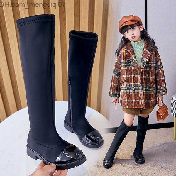 Zapatillas de deporte Botas de moda para niñas Tela Algodón Cálido Grueso Otoño Invierno Botas para niños Hasta la rodilla Botas negras para niños 23-37 Moda Z230726