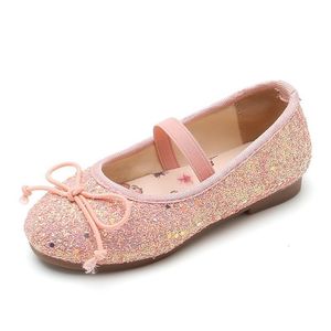 Sneakers Girls Leather Shoes Children S Single Dress Crystal Princess Sweet For Party Lades Chic Fashion Bow Knot 221205