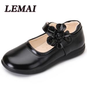 Zapatillas de deporte Niñas Zapatos de cuero para niños Vestido de novia Princesa Escuela Niños Verano Bow-knot Negro Estudiante Sandalias Moda coreana 221107