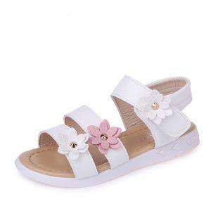 Sneakers Girls Sandals Gladiator Flowers Sweet Soft Children's Beach Shoes Kids Kinderen Zomer Bloemen Princess Fashion Cute Hoge kwaliteit 230313