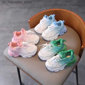 Zapatillas de deporte cambiando gradualmente Mesh Sneaker informal transpirable para zapato para niños para niños para niña Versión coreana Trend Zapatillas de Mujer Chaussure Q240412