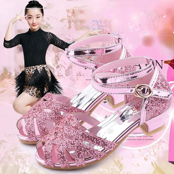 Zapatillas de deporte Tacones altos Niñas Zapatos con purpurina Princesa Niños Verano Primavera Fiesta Boda Sandalias de diamantes de imitación Bebé Niños Zapatos de vestir Tamaño 2637