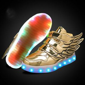Sneakers Jawaykids Kinderen gloeiende schoenen met vleugels voor jongens en meisjes geleid vacht in schoenplezier USB oplaadbaar 230823